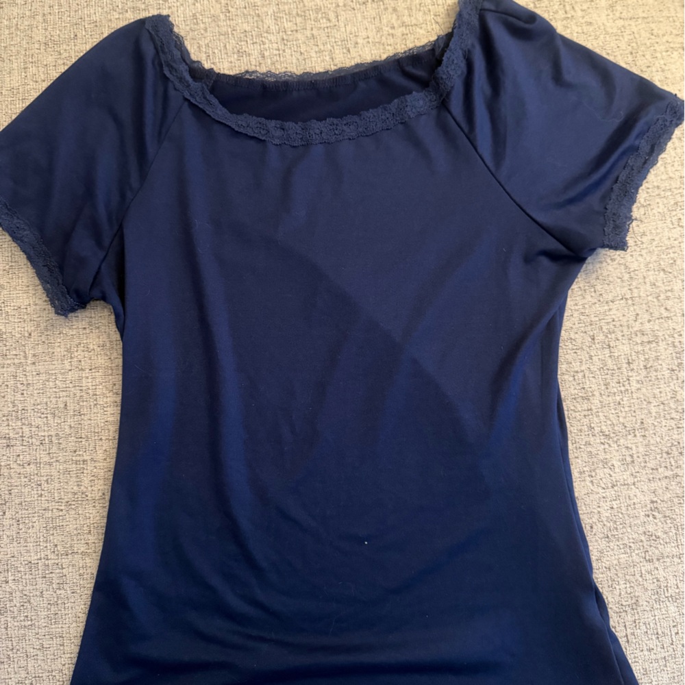 Women's Navy Blue Short Sleeve Top